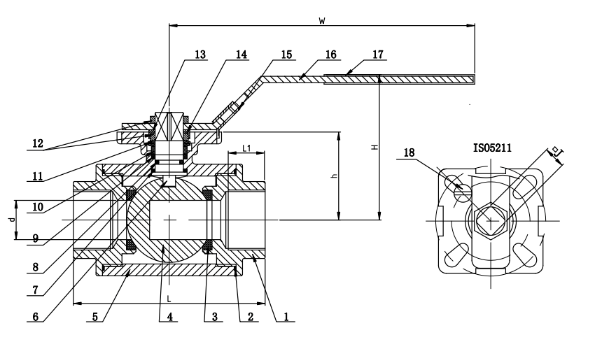 3 way Stainless Steel Ball Valve Construction